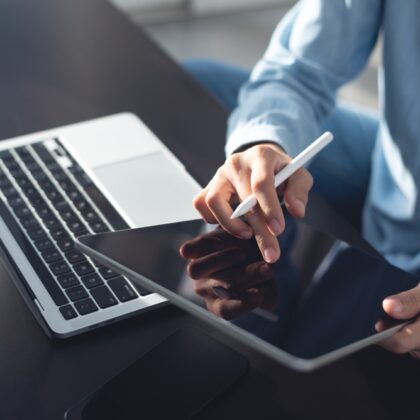 Graphic Designer with Tablet and Stylus
